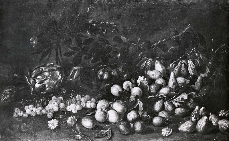 Istituto Centrale per il Catalogo e la Documentazione: Fototeca Nazionale — Verrochius Augustinus - sec. XVII - Natura morta con frutta, carciofi e vaso di fiori — insieme